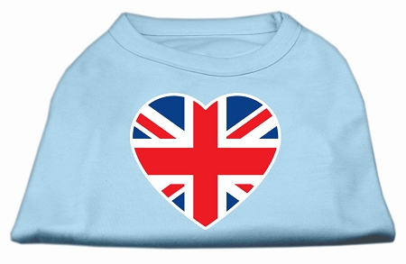 British Flag Heart Screen Print Shirt Baby Blue XS